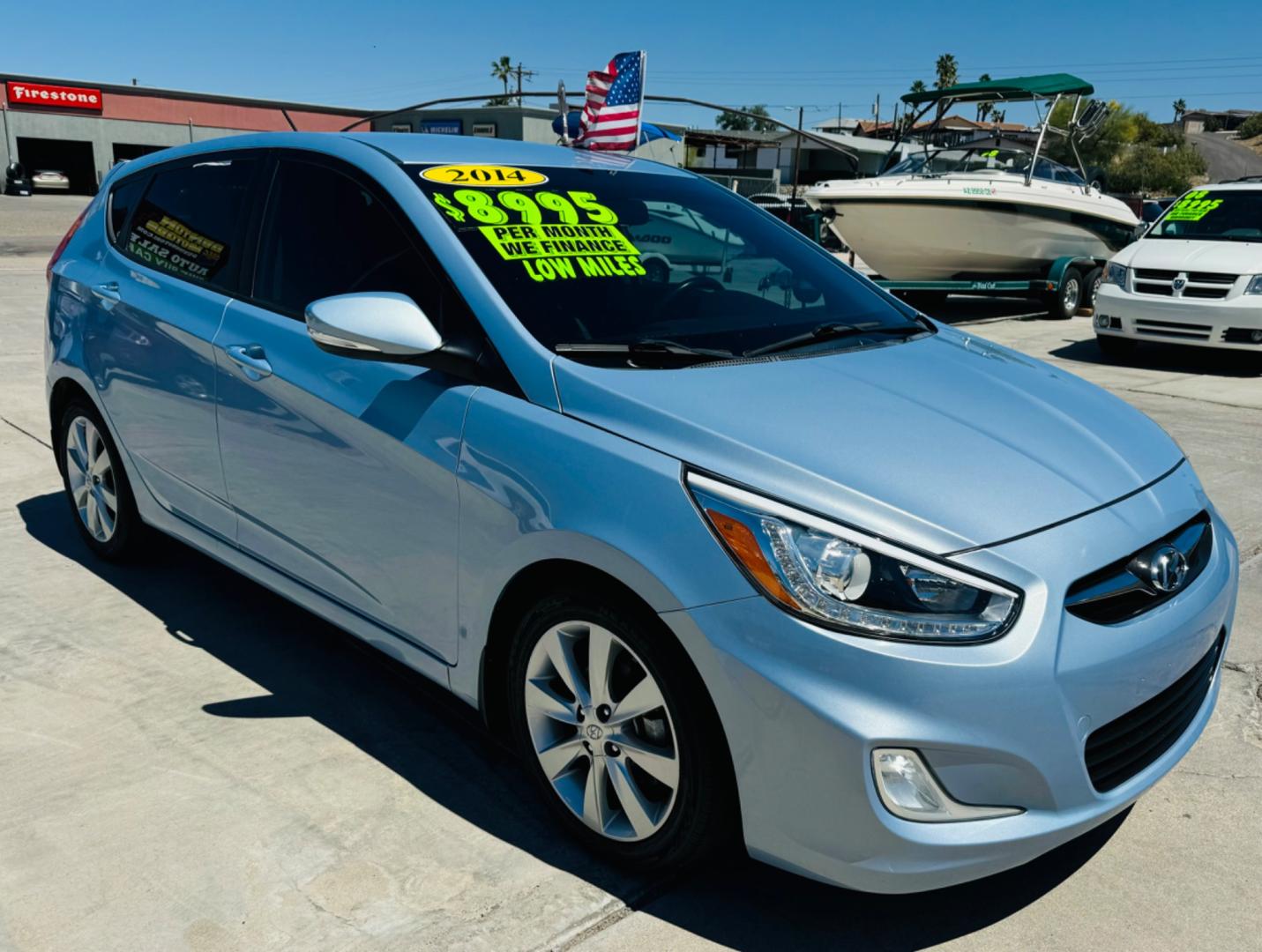 2014 Silver Hyundai Accent (KMHCU5AEXEU) , located at 2190 Hwy 95, Bullhead City, AZ, 86442, (928) 704-0060, 0.000000, 0.000000 - 2014 Hyundai accent only 84k miles . Local car . 2 owner . Free warranty . In house financing available - Photo#0